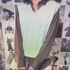 Striped Brown and Cream Women's Top